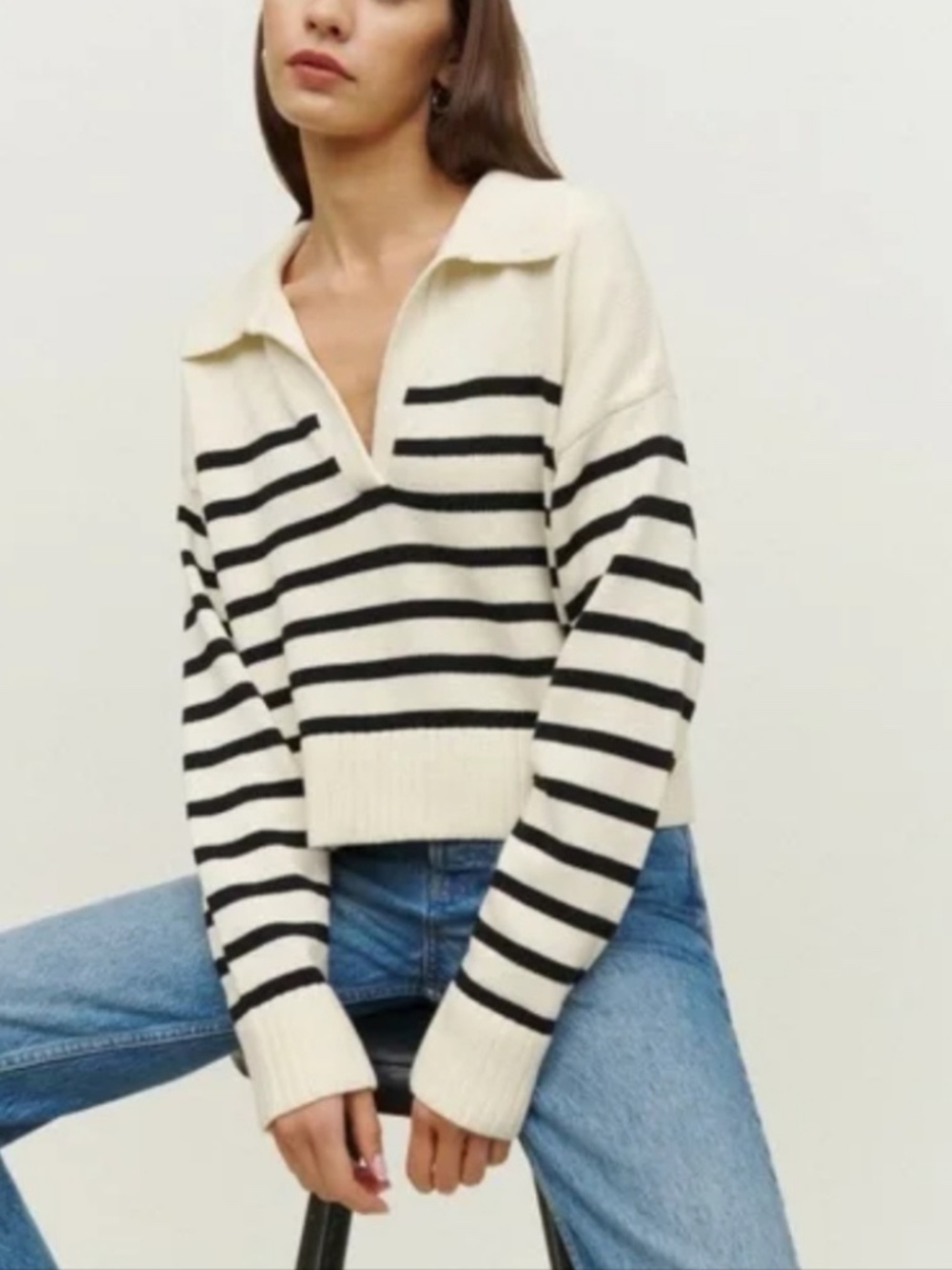Reformation Francesco Cotton Polo Sweater